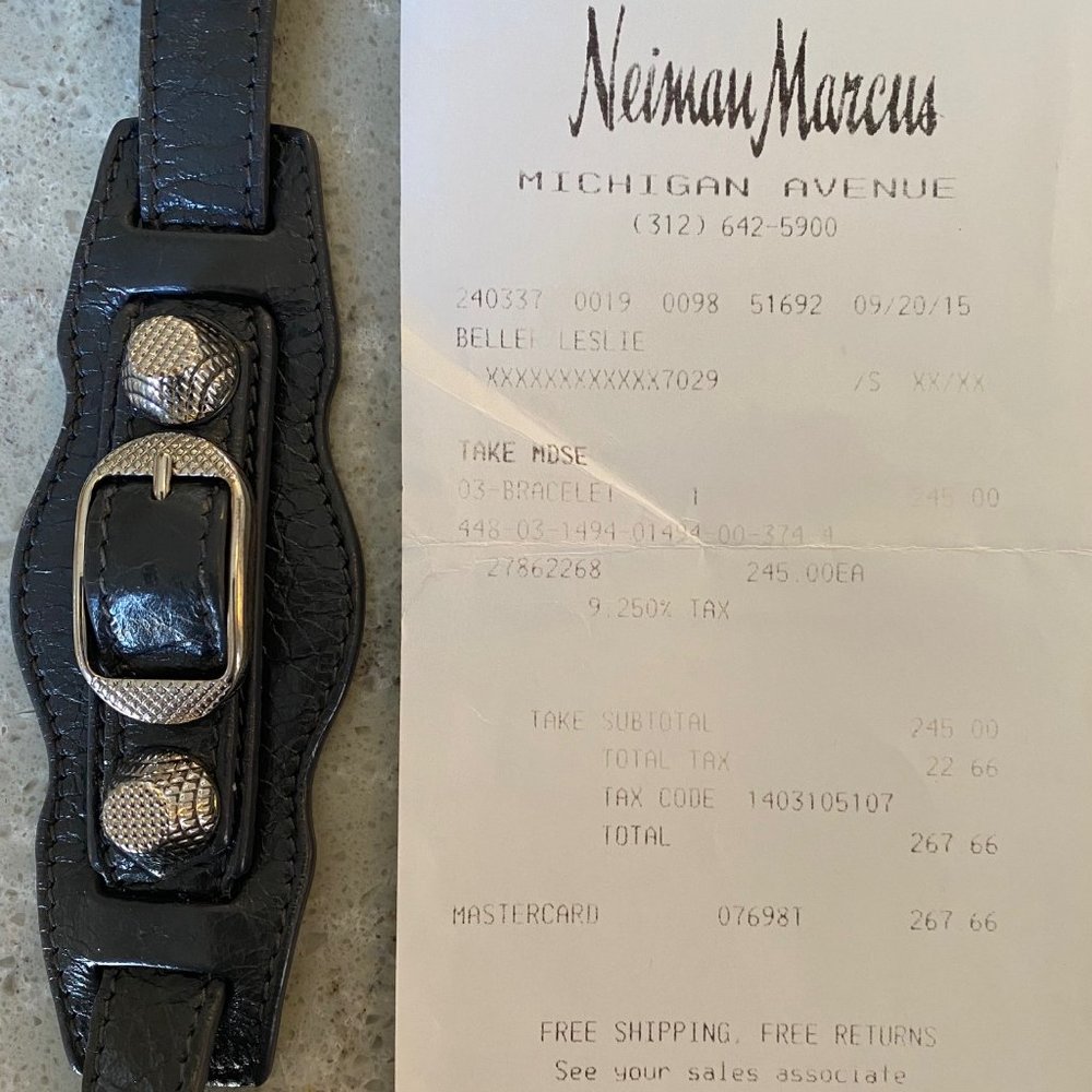 Balenciaga Paris Calfskin Leather Studded Buckle Bracelet